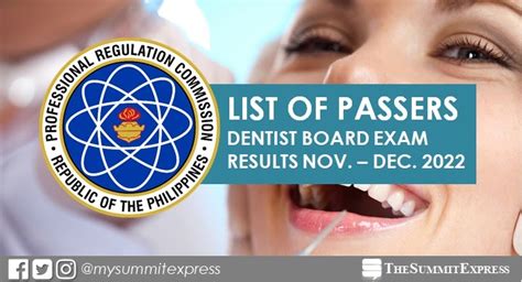 Dentist Licensure Exam (DLE) Results November, December 2022, List of.